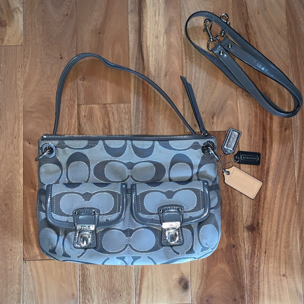Coach Grey - handbag pink inside